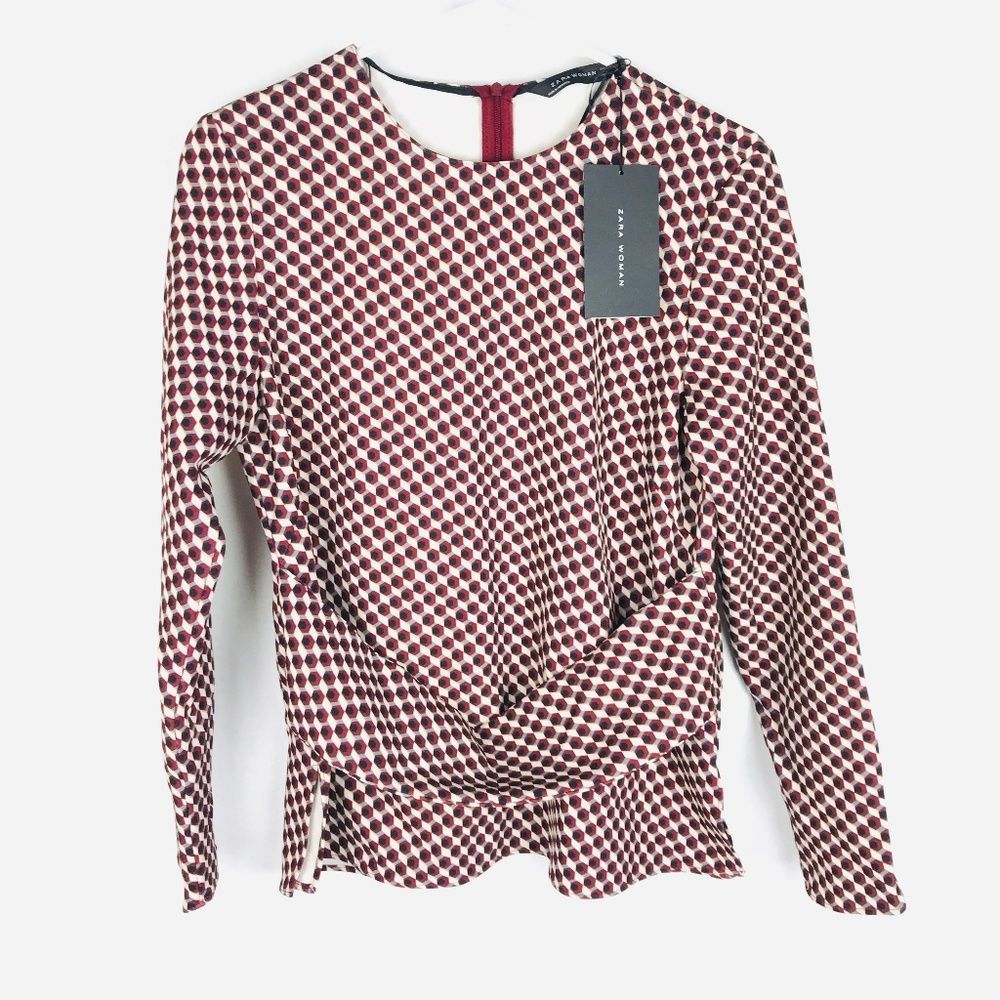 Zara Woman Geoprint Long Sleeve Tunic Top